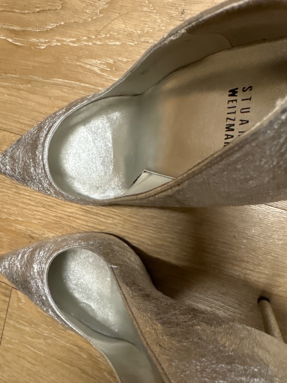 STUART WEITZMAN silver foil heels NEW IN BOX 12W - Picture 4 of 14